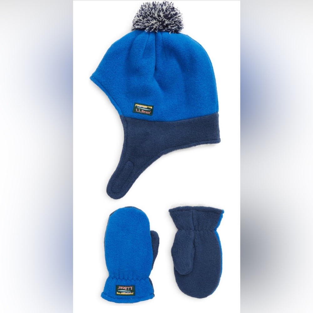 LL Bean Mountain Classic Fleece Hat & Mitten Set 12-24m